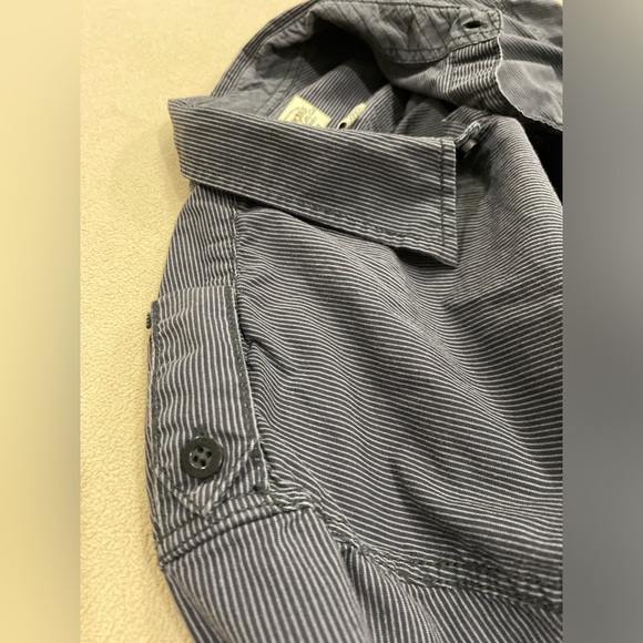 Gray PINSTRIPE Long Sleeve Black Charcoal Collared Button-Down Night Life Shirt - Picture 4 of 13